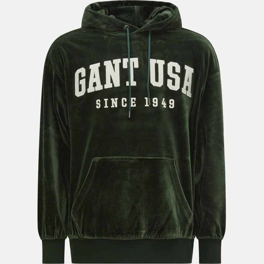 Gant Sweatshirts D1. VELOUR HOODIE 2067000  STORM GREEN